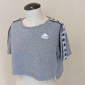 SOLD: Kappa gray crop top with patterned sleeve